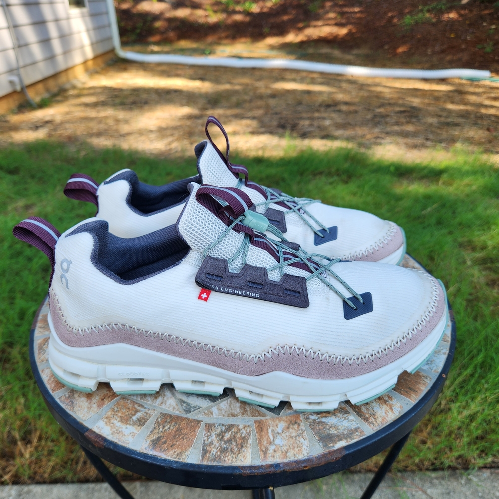 On Running White, Light Pink & Navy Athletic Shoes